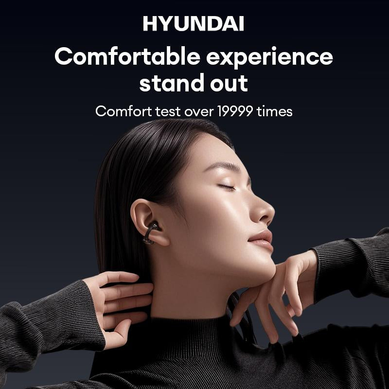 HYUNDAI C03 Clip-On Wireless Headphones with Bluetooth 6.0 for Enhanced Connectivity and Energy Efficiency, Featuring DT6.0 Pulse Directional Technology, 360° ACS Panoramic Sound, IPX5 Waterproof Rating, Ideal for Music and Calls, Ergonomically Designed for Sports Use