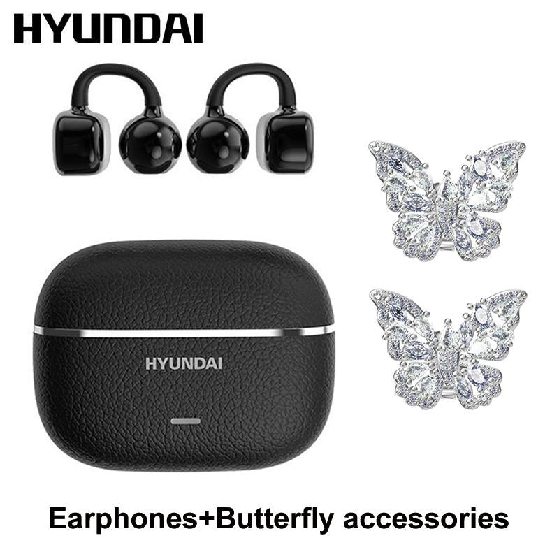 HYUNDAI C03 Clip-On Wireless Headphones with Bluetooth 6.0 for Enhanced Connectivity and Energy Efficiency, Featuring DT6.0 Pulse Directional Technology, 360° ACS Panoramic Sound, IPX5 Waterproof Rating, Ideal for Music and Calls, Ergonomically Designed for Sports Use