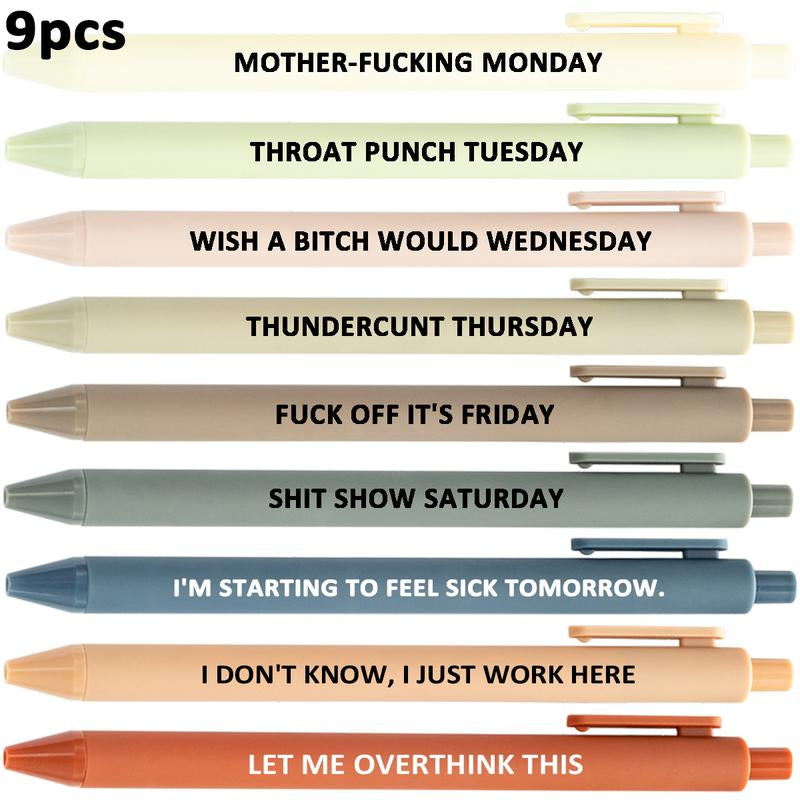 Funny Daily Quotes Grease Pencil Set, 7/9 Counts/Set Daily Funny & Sarcastic Quotes Smooth Writing Pen, Office Stationery & Supplies