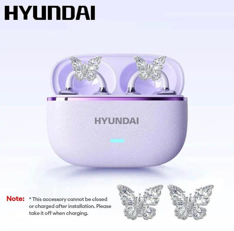 HYUNDAI C03 Clip-On Wireless Headphones with Bluetooth 6.0 for Enhanced Connectivity and Energy Efficiency, Featuring DT6.0 Pulse Directional Technology, 360° ACS Panoramic Sound, IPX5 Waterproof Rating, Ideal for Music and Calls, Ergonomically Designed for Sports Use