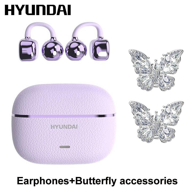 HYUNDAI C03 Clip-On Wireless Headphones with Bluetooth 6.0 for Enhanced Connectivity and Energy Efficiency, Featuring DT6.0 Pulse Directional Technology, 360° ACS Panoramic Sound, IPX5 Waterproof Rating, Ideal for Music and Calls, Ergonomically Designed for Sports Use