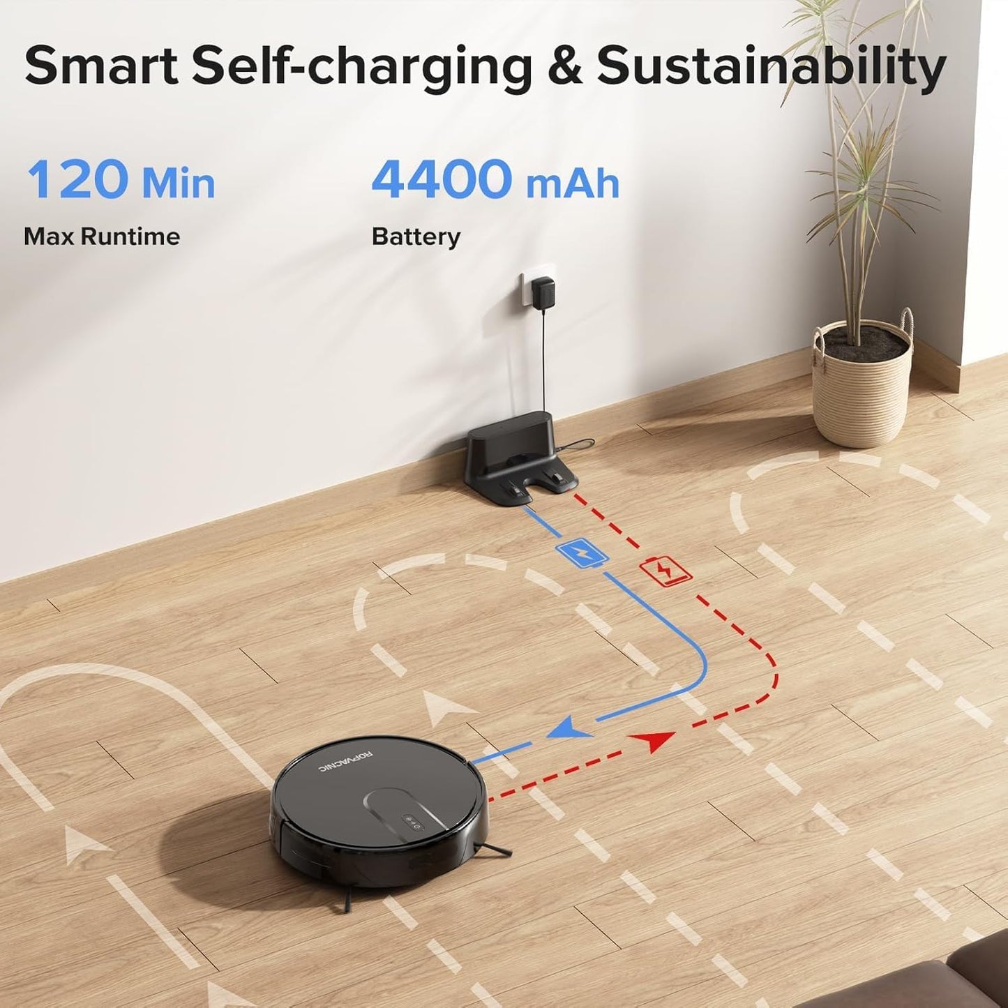 Robot Vacuum Cleaner Robot Vacuum and Mop Combo with 4000Pa Suction, Personalized Cleaning Adjustments, Self-Charging Robotic Vacuum Cleaner, Advanced Obstacle Avoidance