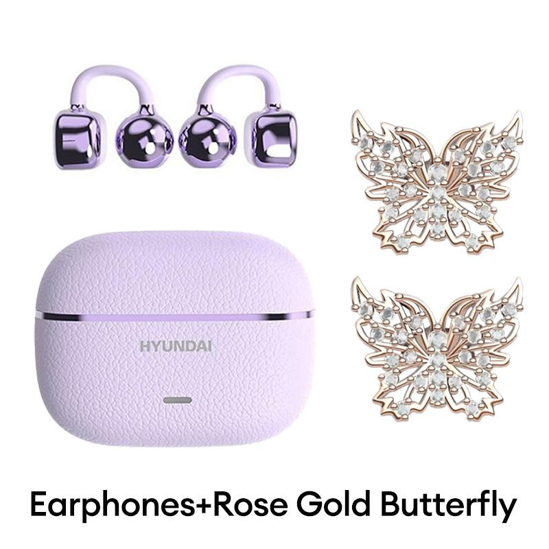 HYUNDAI C03 Clip-On Wireless Headphones with Bluetooth 6.0 for Enhanced Connectivity and Energy Efficiency, Featuring DT6.0 Pulse Directional Technology, 360° ACS Panoramic Sound, IPX5 Waterproof Rating, Ideal for Music and Calls, Ergonomically Designed for Sports Use