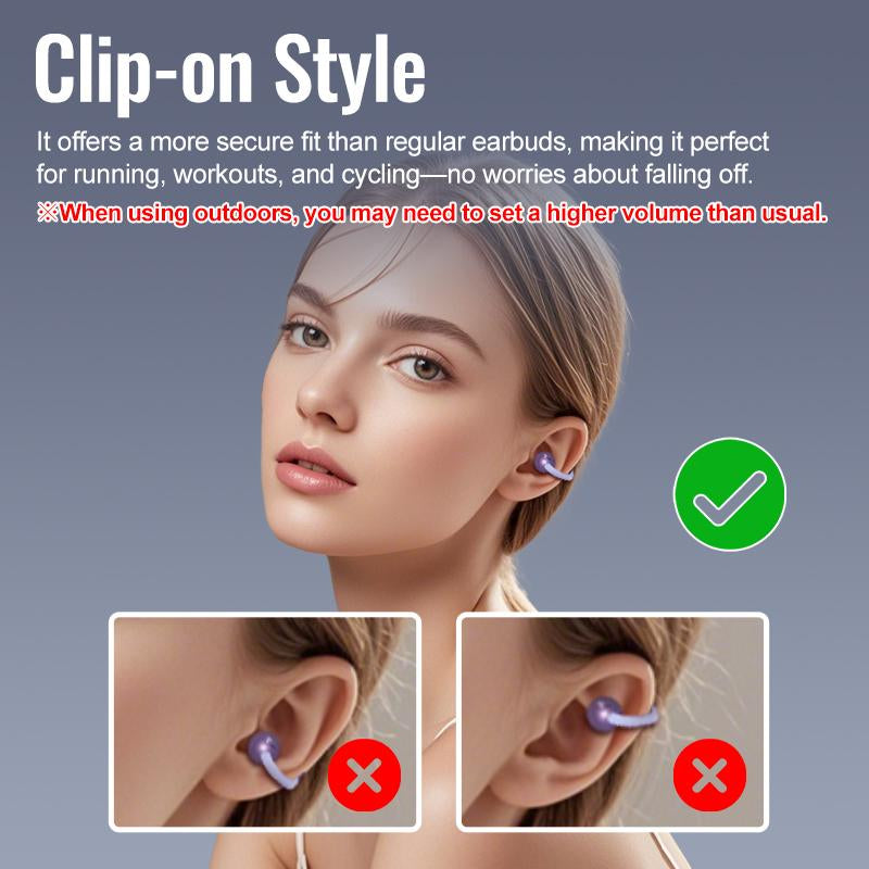 HYUNDAI C03 Clip-On Wireless Headphones with Bluetooth 6.0 for Enhanced Connectivity and Energy Efficiency, Featuring DT6.0 Pulse Directional Technology, 360° ACS Panoramic Sound, IPX5 Waterproof Rating, Ideal for Music and Calls, Ergonomically Designed for Sports Use