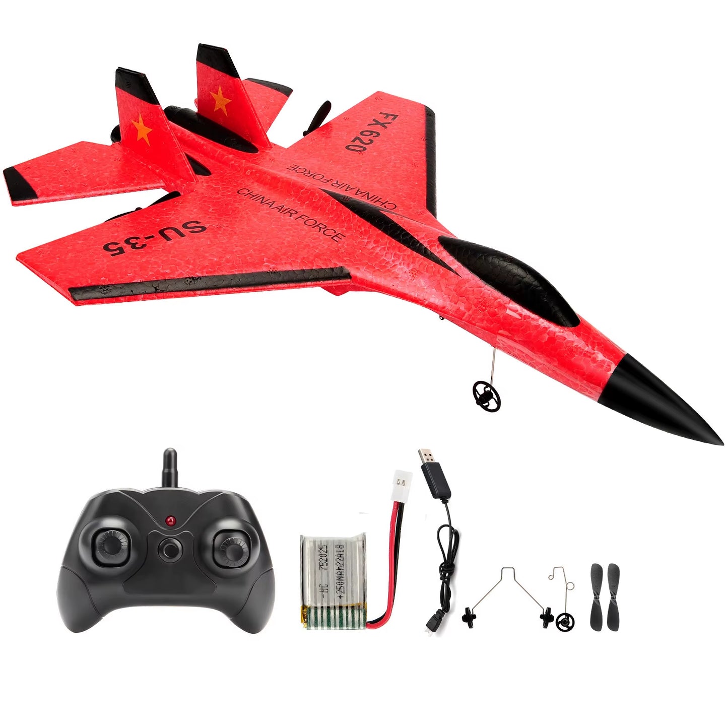 SU35 RC Plane FX620 FX820 2.4G Remote Control Glider with LED Lights - Foam Aircraft Toy for Children Gifts