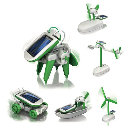 6-in-1 Solar-Powered Robot Kit for Educational DIY Projects: Assemble a Ship, Fan, Windmill, and Car