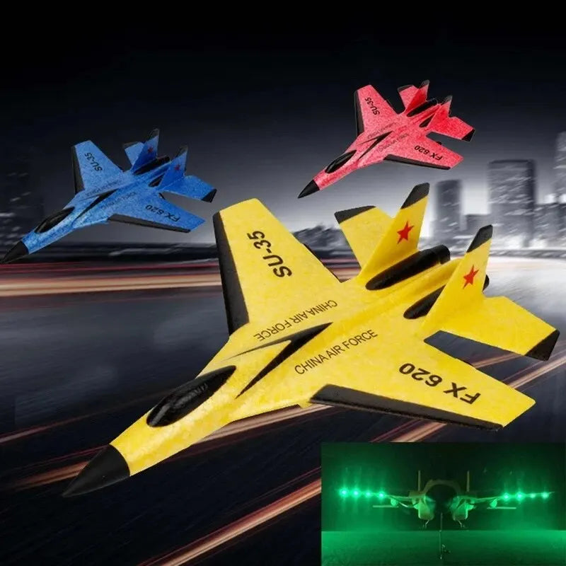SU35 RC Plane FX620 FX820 2.4G Remote Control Glider with LED Lights - Foam Aircraft Toy for Children Gifts