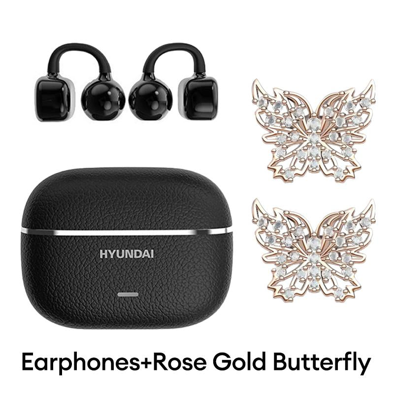 HYUNDAI C03 Clip-On Wireless Headphones with Bluetooth 6.0 for Enhanced Connectivity and Energy Efficiency, Featuring DT6.0 Pulse Directional Technology, 360° ACS Panoramic Sound, IPX5 Waterproof Rating, Ideal for Music and Calls, Ergonomically Designed for Sports Use