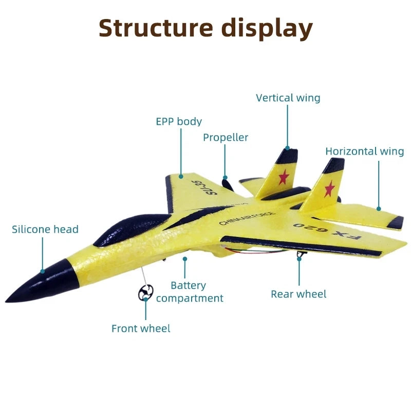 SU35 RC Plane FX620 FX820 2.4G Remote Control Glider with LED Lights - Foam Aircraft Toy for Children Gifts