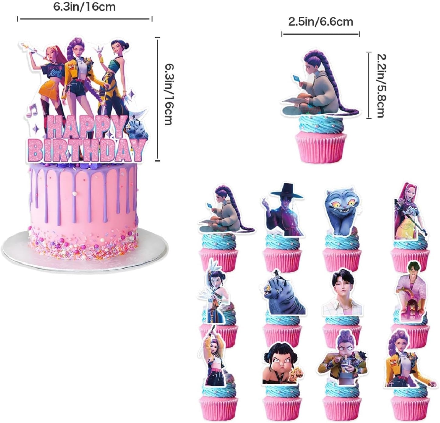 ᴋᴘᴏᴘ ᴅᴇᴍᴏɴ ʜᴜɴᴛᴇʀꜱ Birthday Decorations Demon Movie Rumi Mira Zoey Party Decorations Set for Kid Girls boy