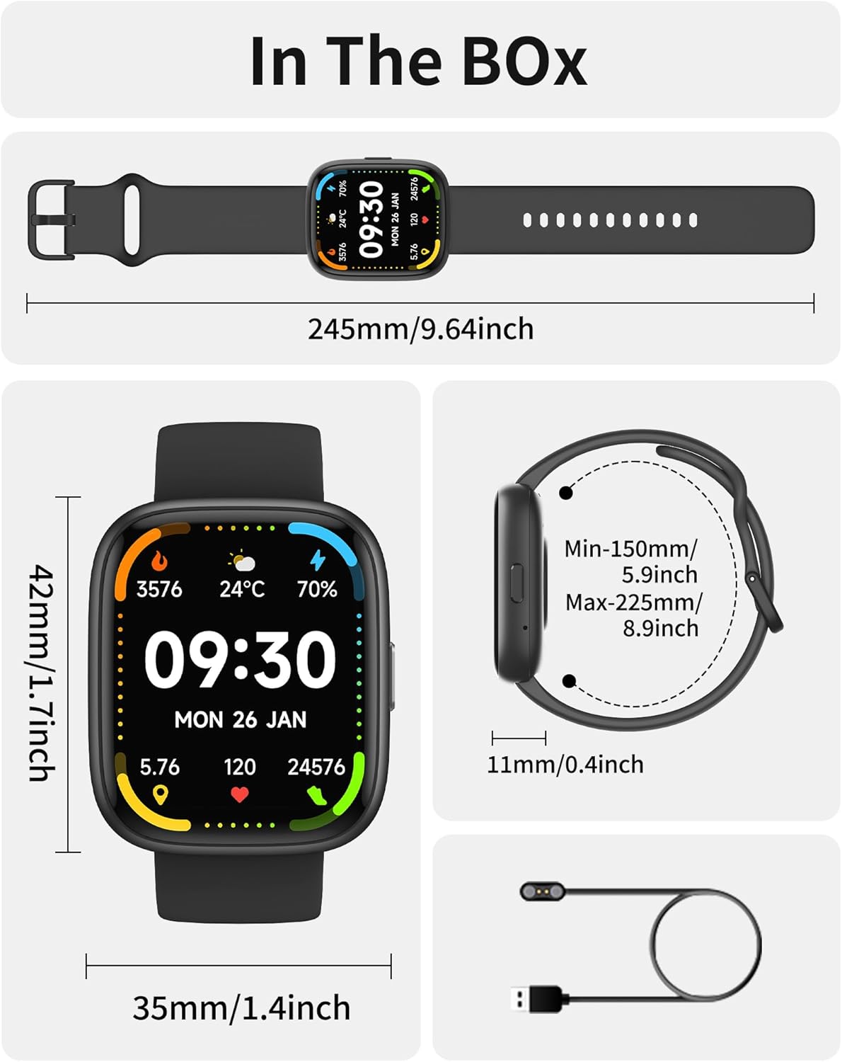 Smart Watch for Men Women, Bluetooth Calling, 1.83" HD Touch Screen Fitness Tracker, 100+ Sports Modes, Heart Rate Sleep Monitor, DIY Dial, IP68 Waterproof, Compatible with Android & iOS