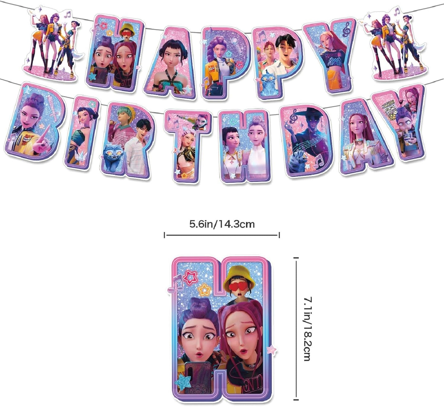 ᴋᴘᴏᴘ ᴅᴇᴍᴏɴ ʜᴜɴᴛᴇʀꜱ Birthday Decorations Demon Movie Rumi Mira Zoey Party Decorations Set for Kid Girls boy