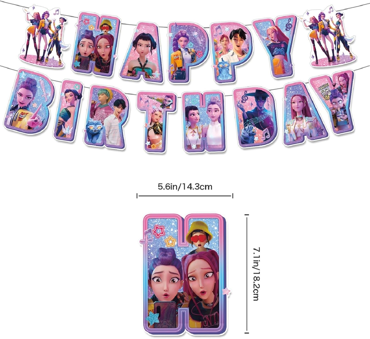 ᴋᴘᴏᴘ ᴅᴇᴍᴏɴ ʜᴜɴᴛᴇʀꜱ Birthday Decorations Demon Movie Rumi Mira Zoey Party Decorations Set for Kid Girls boy
