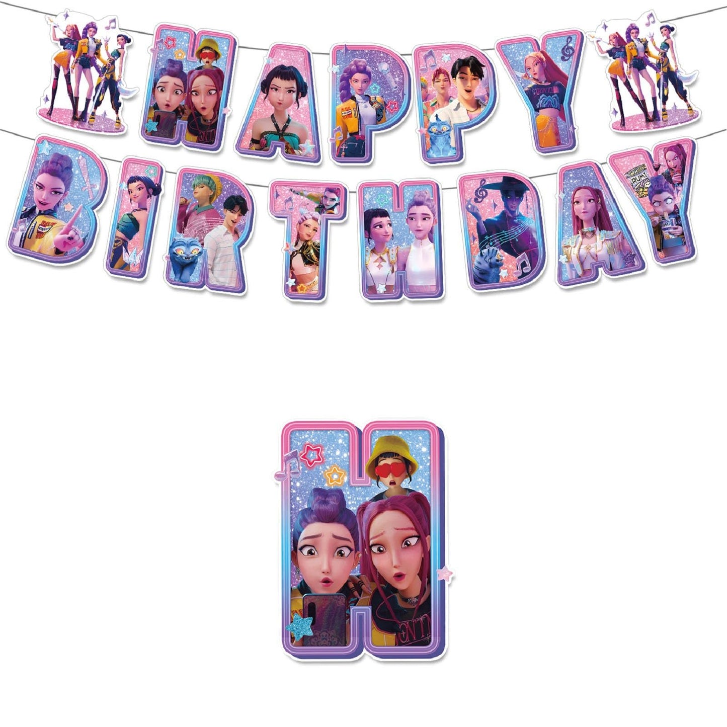 ᴋᴘᴏᴘ ᴅᴇᴍᴏɴ ʜᴜɴᴛᴇʀꜱ Birthday Decorations Demon Movie Rumi Mira Zoey Party Decorations Set for Kid Girls boy