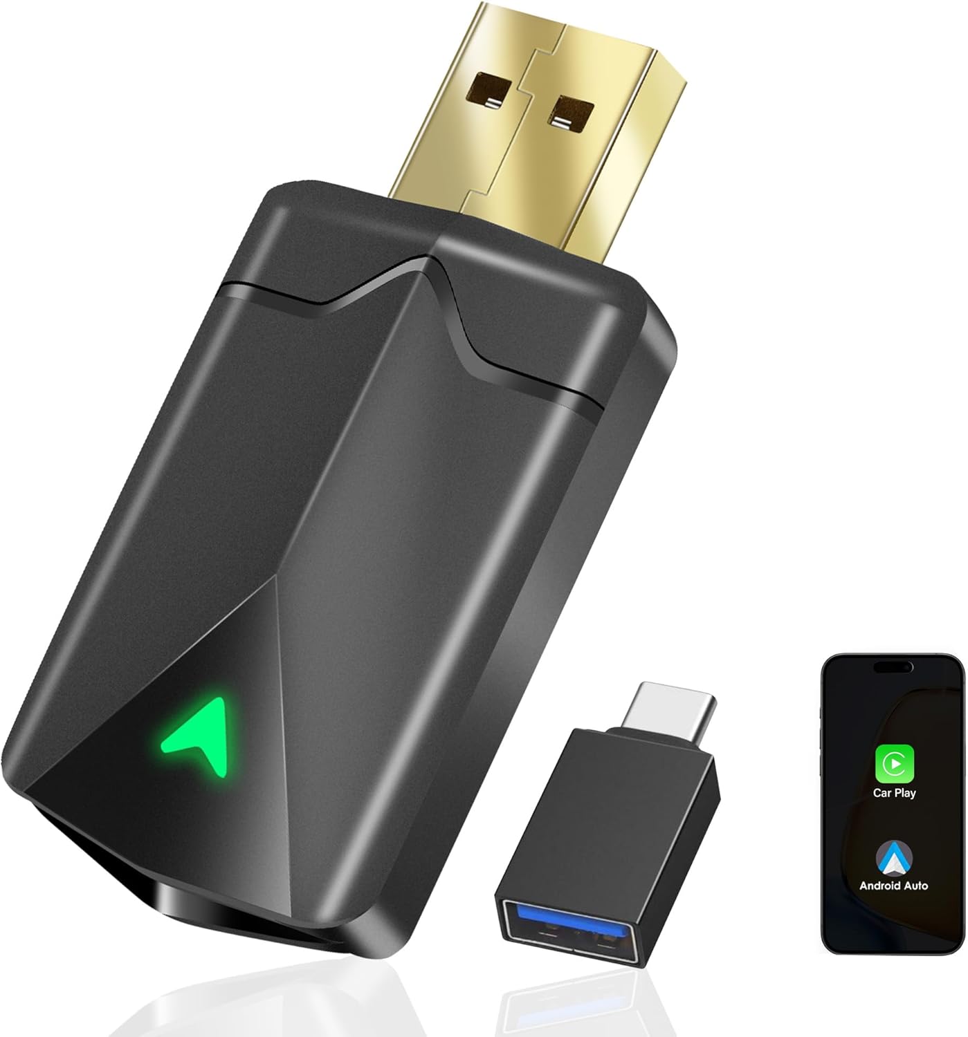 Wireless CarPlay Adapter– Android Auto Wireless Adapter, 5.8GHz Wi-Fi Plug & Play,Mini and Stable iOS 10+/Android 10+, Fast Auto-Connect for Cars 2016+.