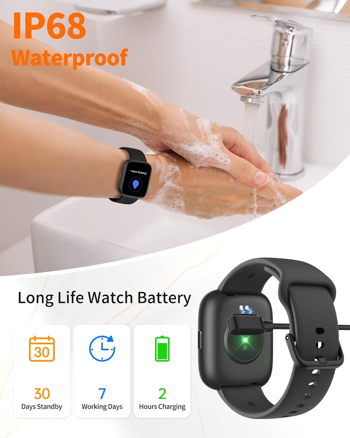 Smart Watch for Men Women, Bluetooth Calling, 1.83" HD Touch Screen Fitness Tracker, 100+ Sports Modes, Heart Rate Sleep Monitor, DIY Dial, IP68 Waterproof, Compatible with Android & iOS