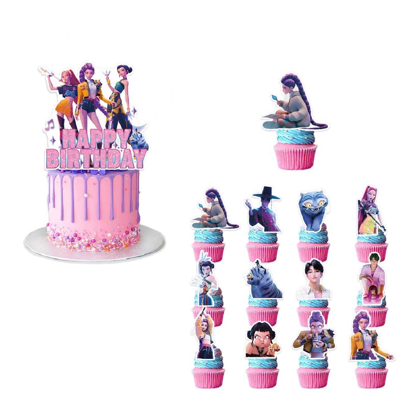ᴋᴘᴏᴘ ᴅᴇᴍᴏɴ ʜᴜɴᴛᴇʀꜱ Birthday Decorations Demon Movie Rumi Mira Zoey Party Decorations Set for Kid Girls boy