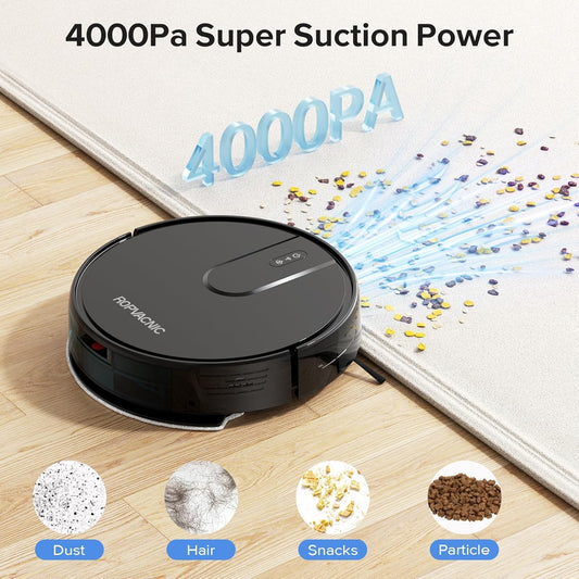 Robot Vacuum Cleaner Robot Vacuum and Mop Combo with 4000Pa Suction, Personalized Cleaning Adjustments, Self-Charging Robotic Vacuum Cleaner, Advanced Obstacle Avoidance
