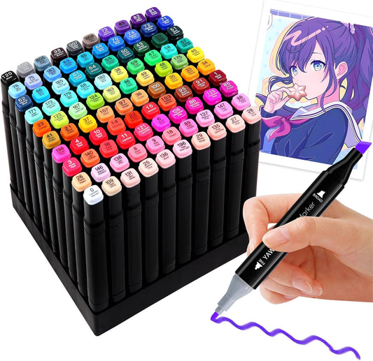 Alcohol Markers Set 120 Colors - Dual Tip Art Markers Professional Permanent Blending Brush Tip Marker Pens Artist Sets for Drawing Painting Sketching Illustration Adult Coloring Books Gifts