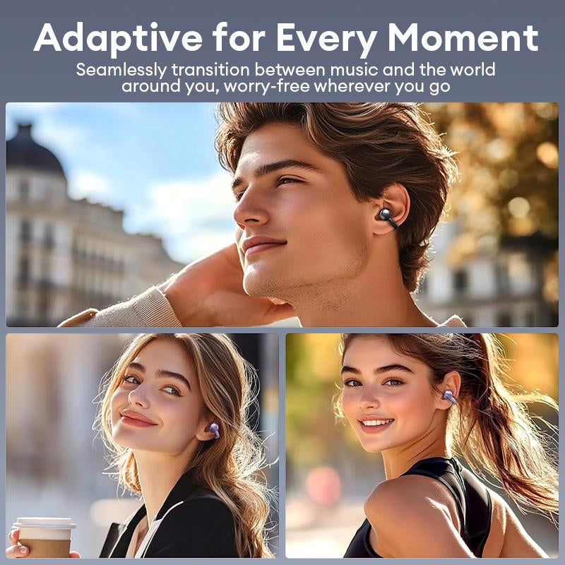 HYUNDAI C03 Clip-On Wireless Headphones with Bluetooth 6.0 for Enhanced Connectivity and Energy Efficiency, Featuring DT6.0 Pulse Directional Technology, 360° ACS Panoramic Sound, IPX5 Waterproof Rating, Ideal for Music and Calls, Ergonomically Designed for Sports Use