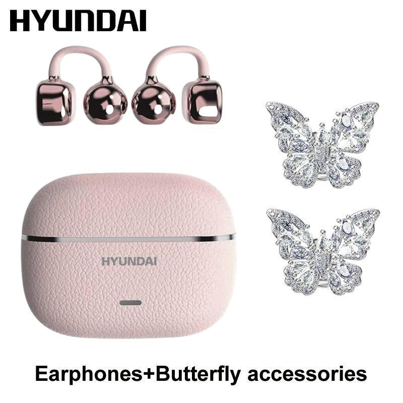 HYUNDAI C03 Clip-On Wireless Headphones with Bluetooth 6.0 for Enhanced Connectivity and Energy Efficiency, Featuring DT6.0 Pulse Directional Technology, 360° ACS Panoramic Sound, IPX5 Waterproof Rating, Ideal for Music and Calls, Ergonomically Designed for Sports Use