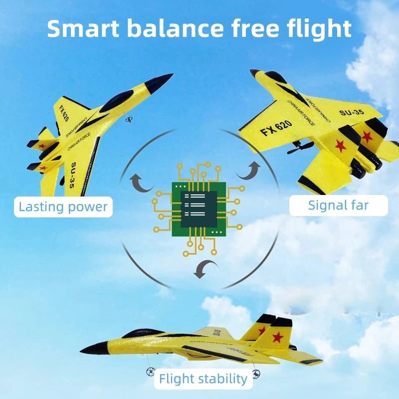 SU35 RC Plane FX620 FX820 2.4G Remote Control Glider with LED Lights - Foam Aircraft Toy for Children Gifts