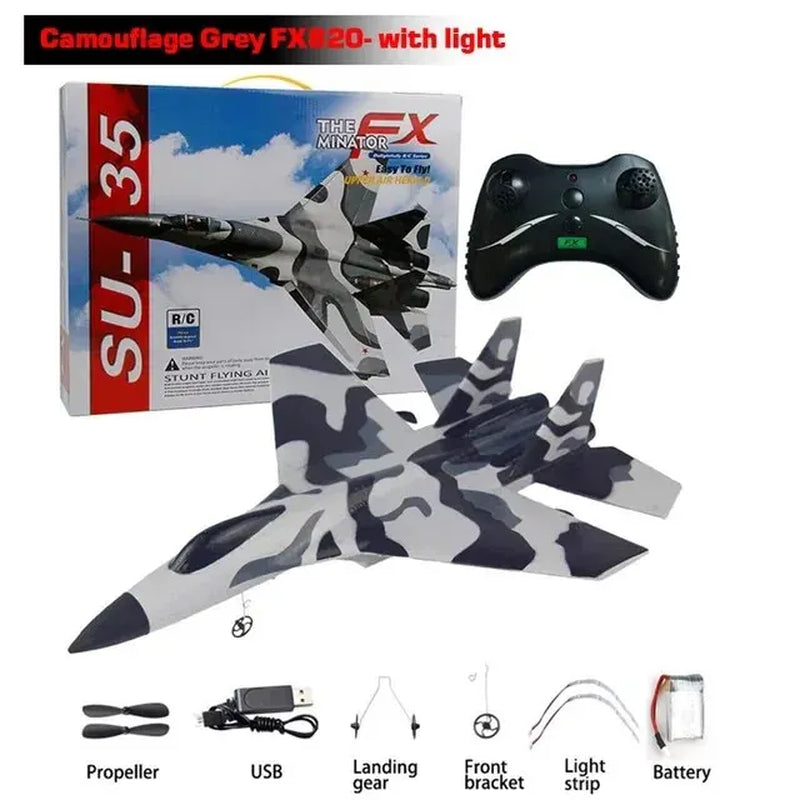 SU35 RC Plane FX620 FX820 2.4G Remote Control Glider with LED Lights - Foam Aircraft Toy for Children Gifts