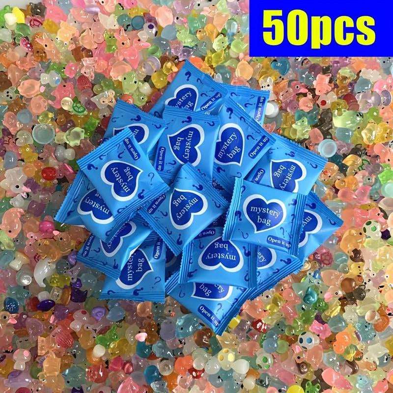 Mini Glow in the Dark Animal Resin Models, Surprise Mystery Bag for Dollhouse Decor, Fairy Garden Decor, Birthday Party Gift, DIY Crafts, Ornaments